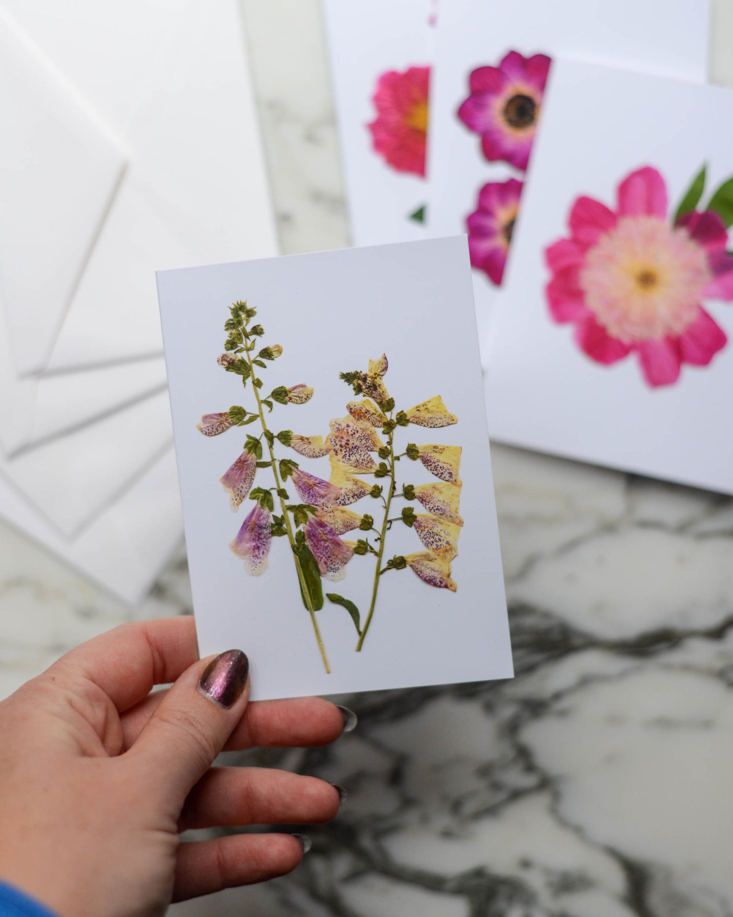 Pink Florals - Set of Blank Miniature Cards