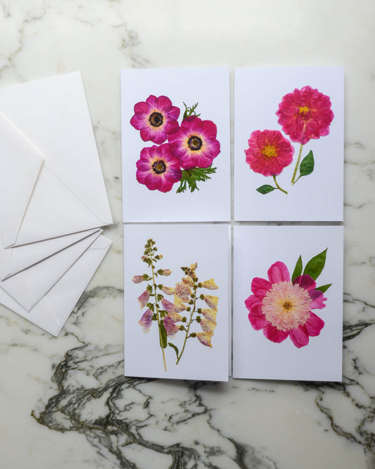 Pink Florals - Set of Blank Miniature Cards