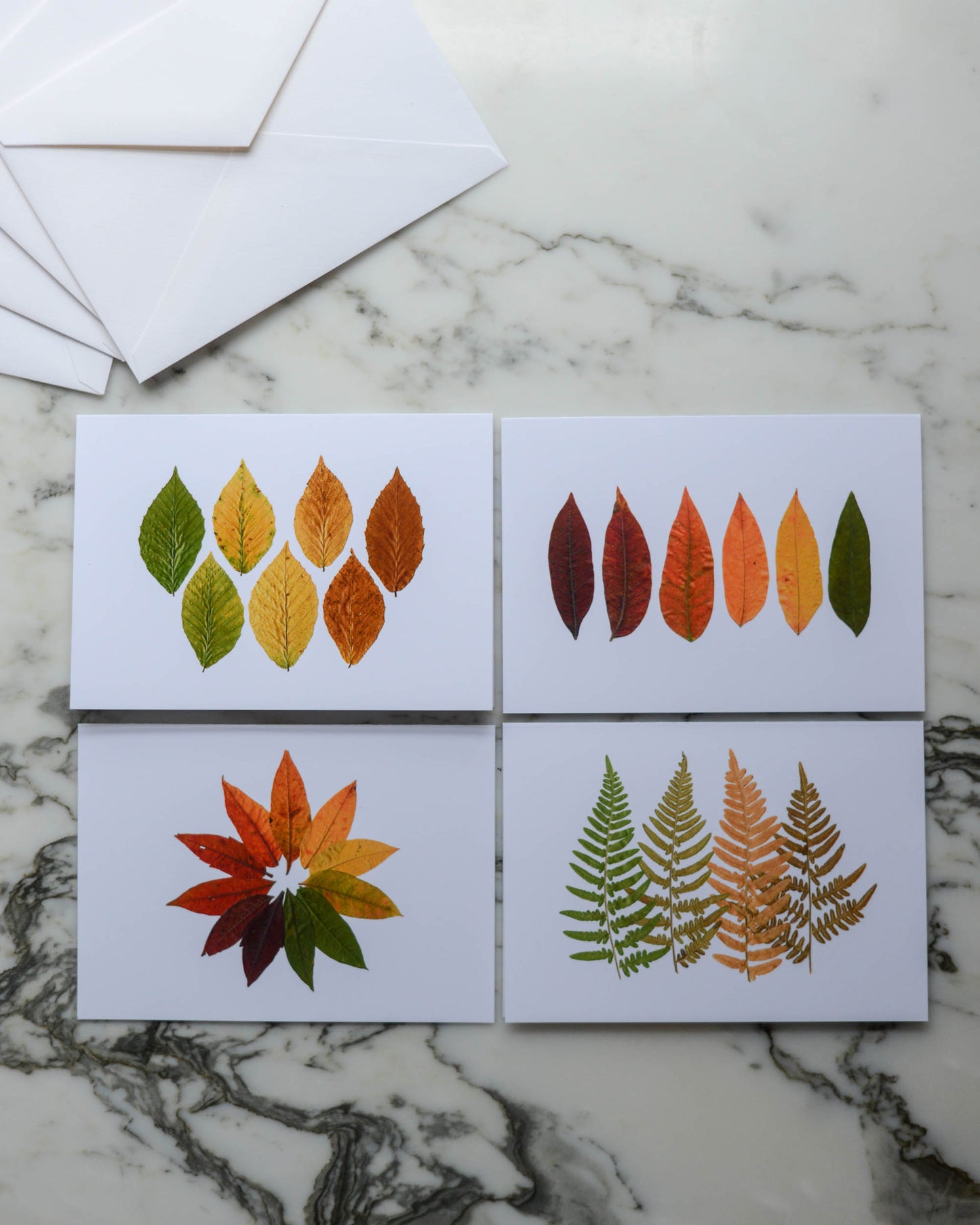 Autumn Leaf Ombrés - Set of Blank Miniature Cards