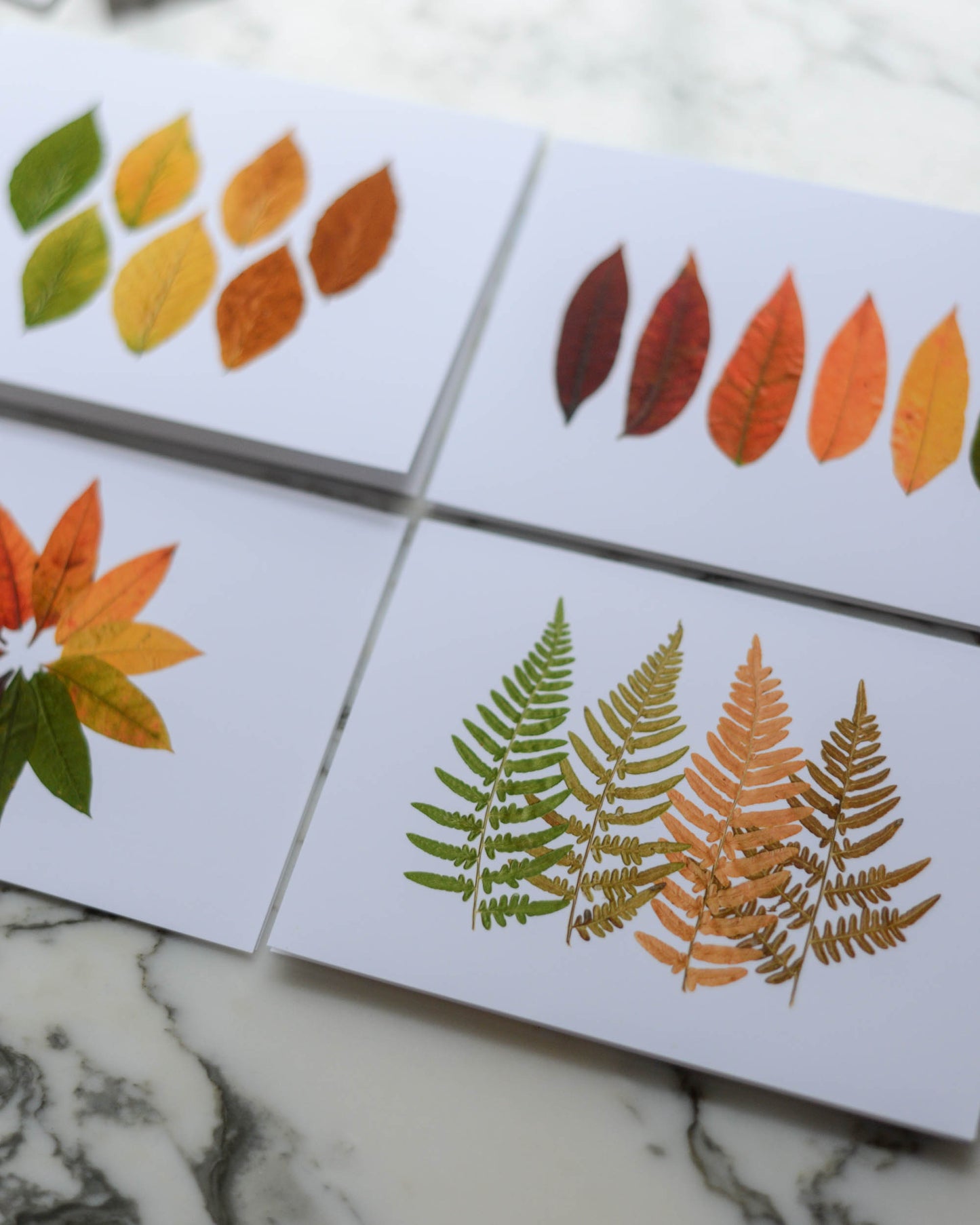 Autumn Leaf Ombrés - Set of Blank Miniature Cards