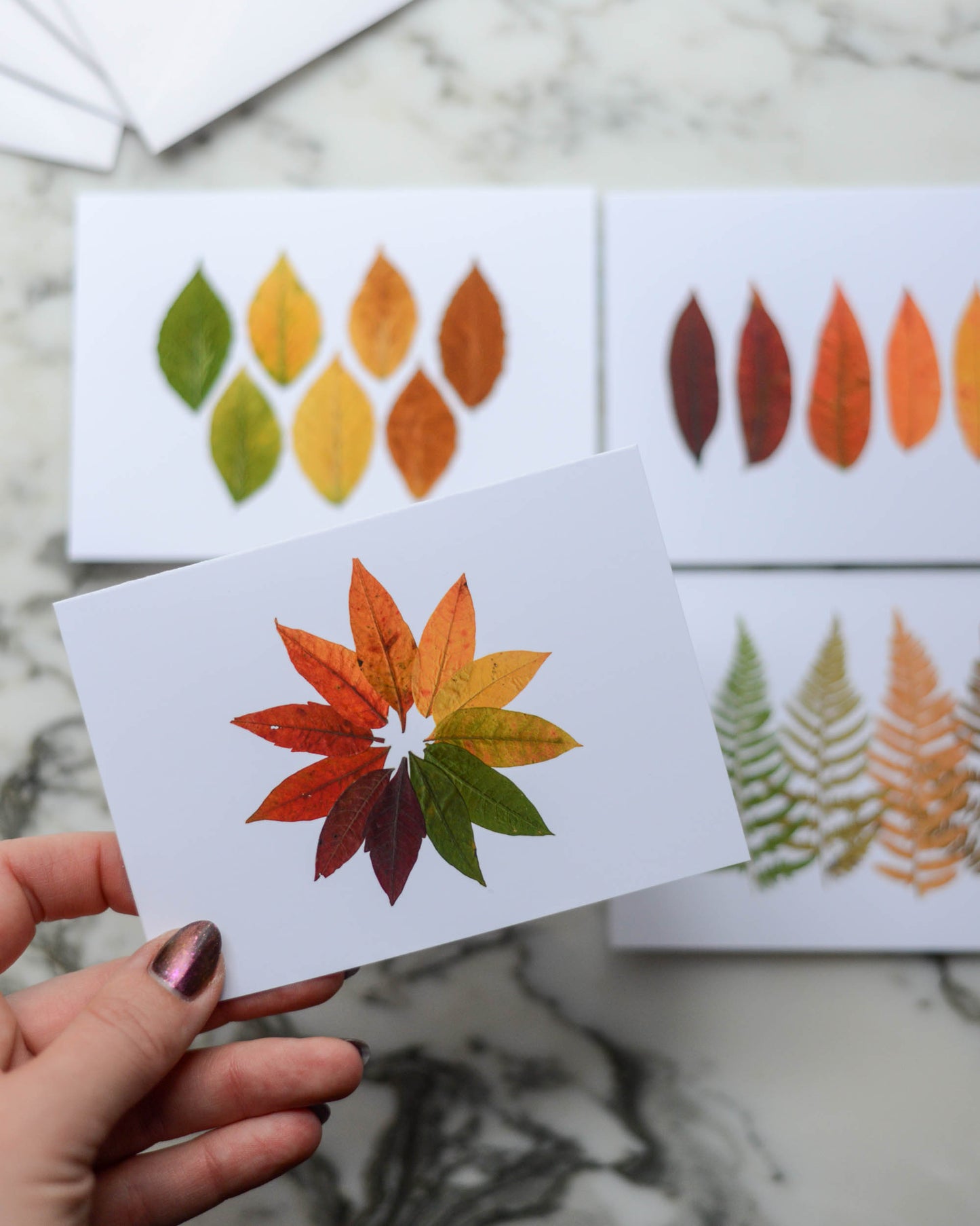 Autumn Leaf Ombrés - Set of Blank Miniature Cards
