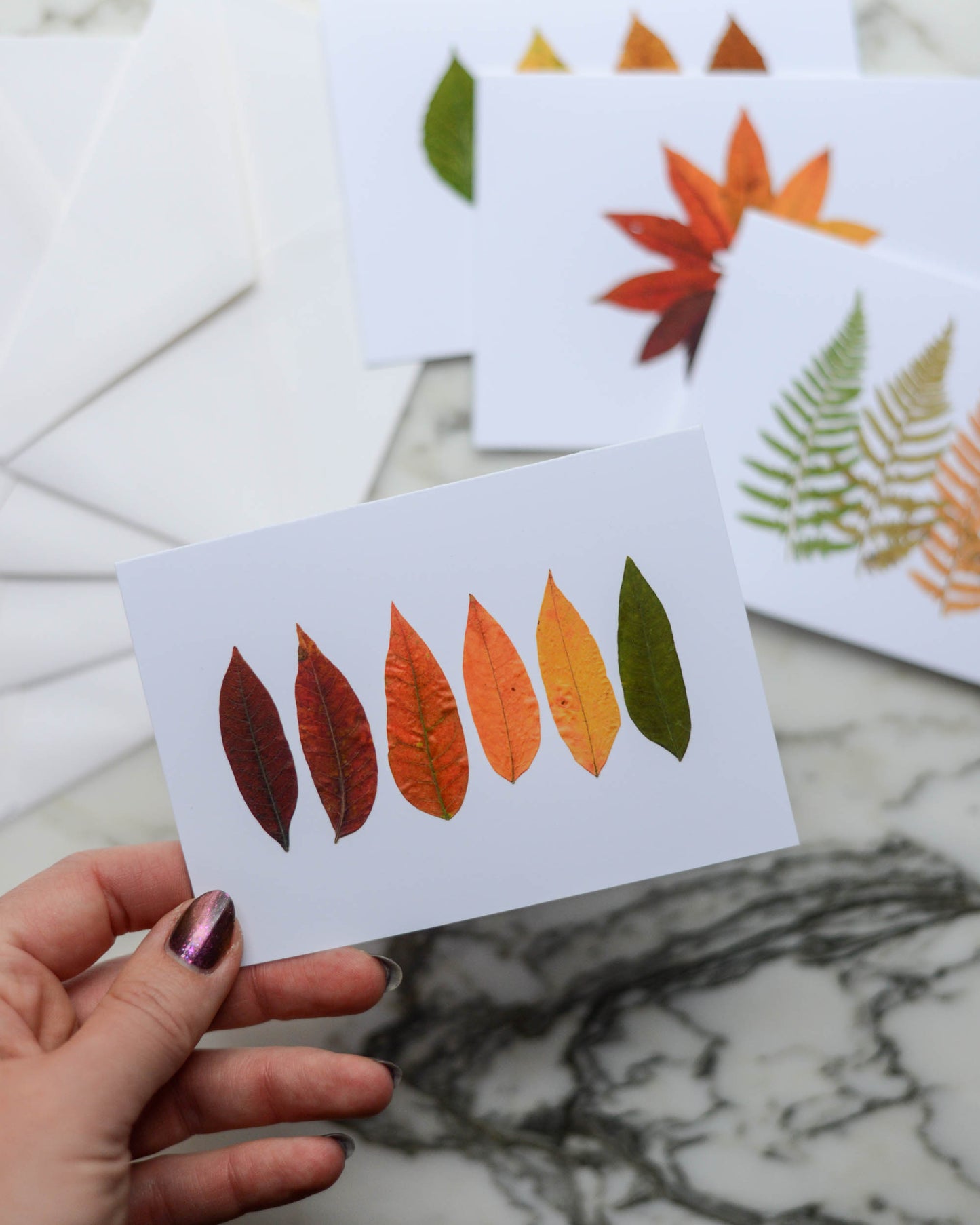 Autumn Leaf Ombrés - Set of Blank Miniature Cards