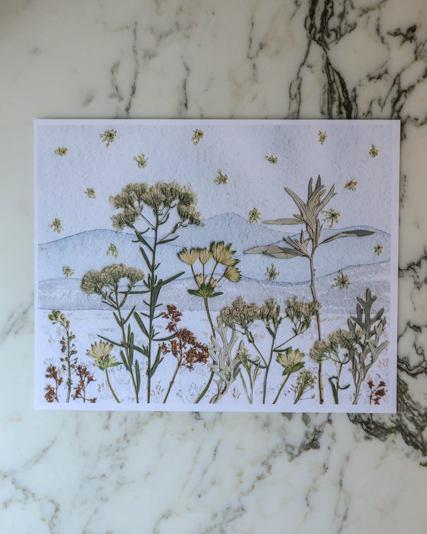 Four Seasons Mountains - Watercolor Flowerscape Print artwork