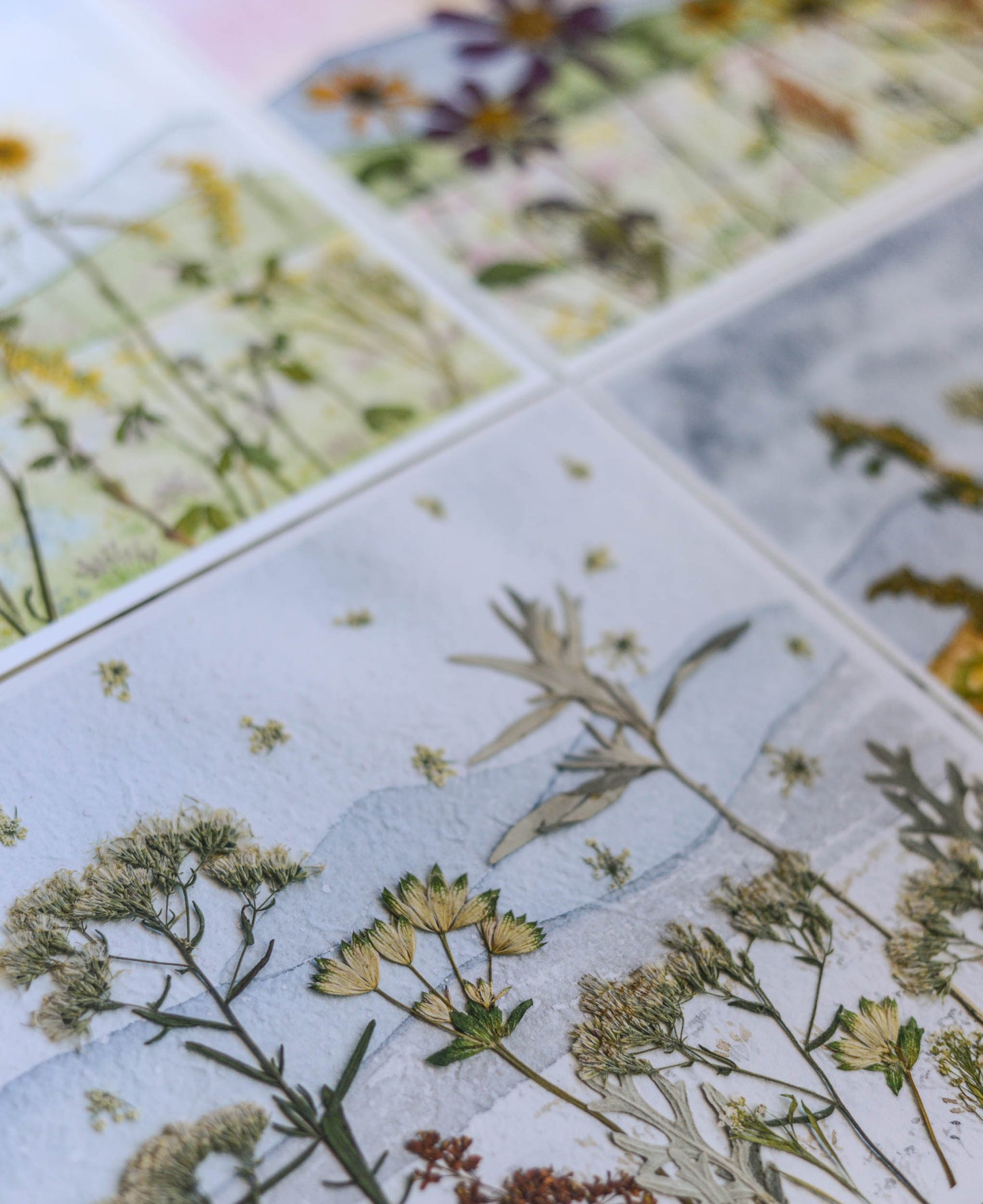 Four Seasons Mountains - Watercolor Flowerscape Print artwork