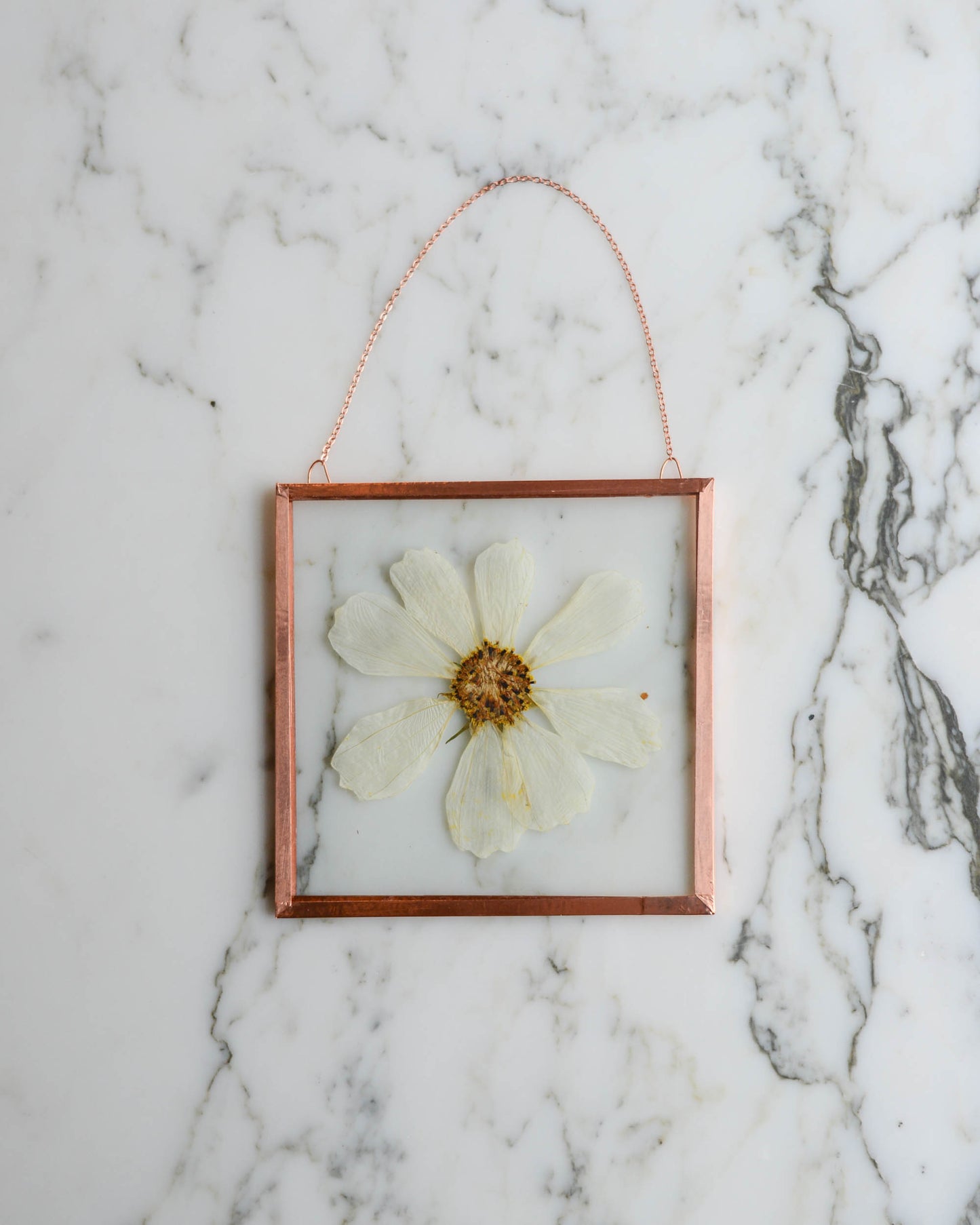 White Cosmo - Medium Square Glass and Copper Wall Hanging
