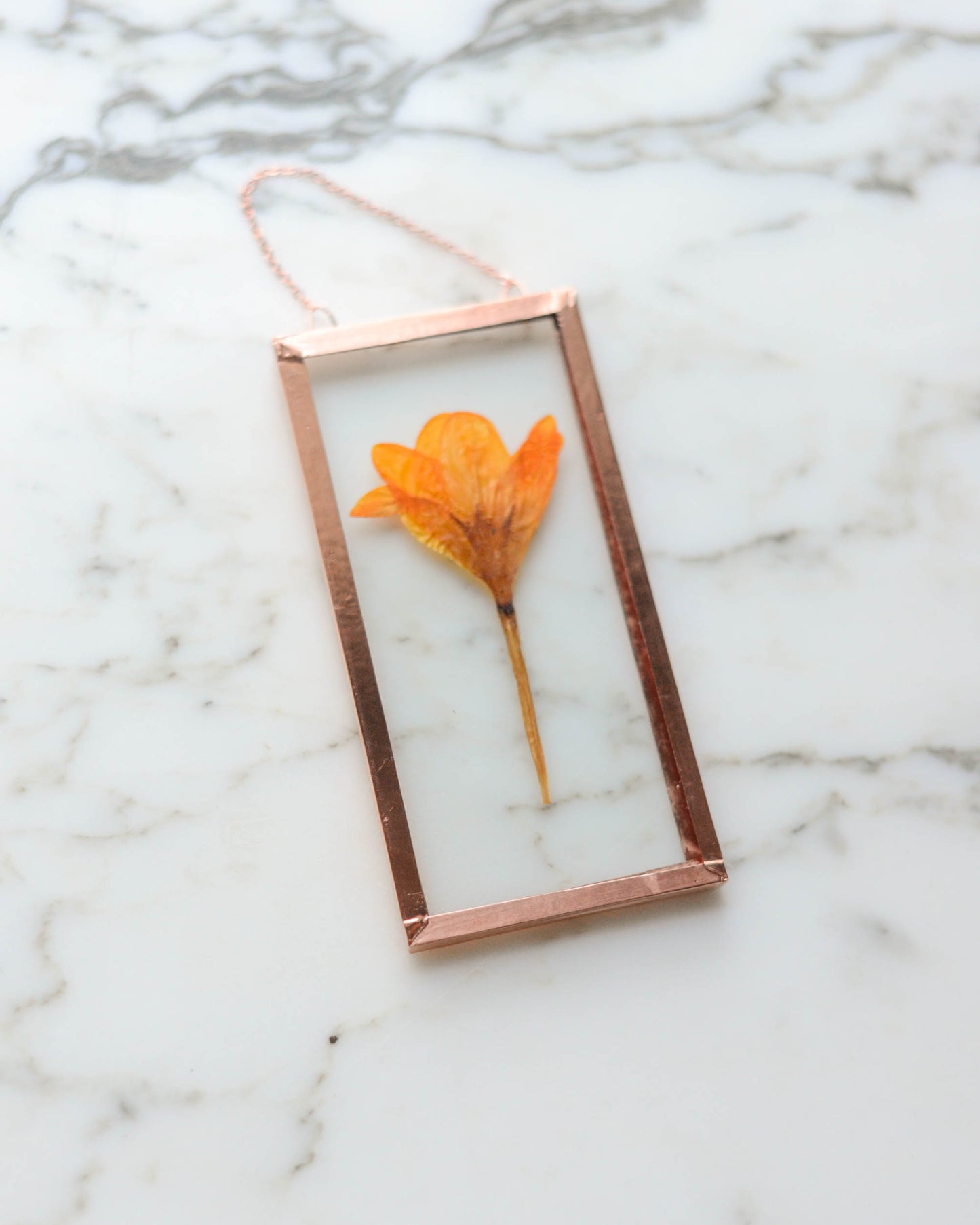 Golden Crocus- Small Glass and Copper Wall Hanging