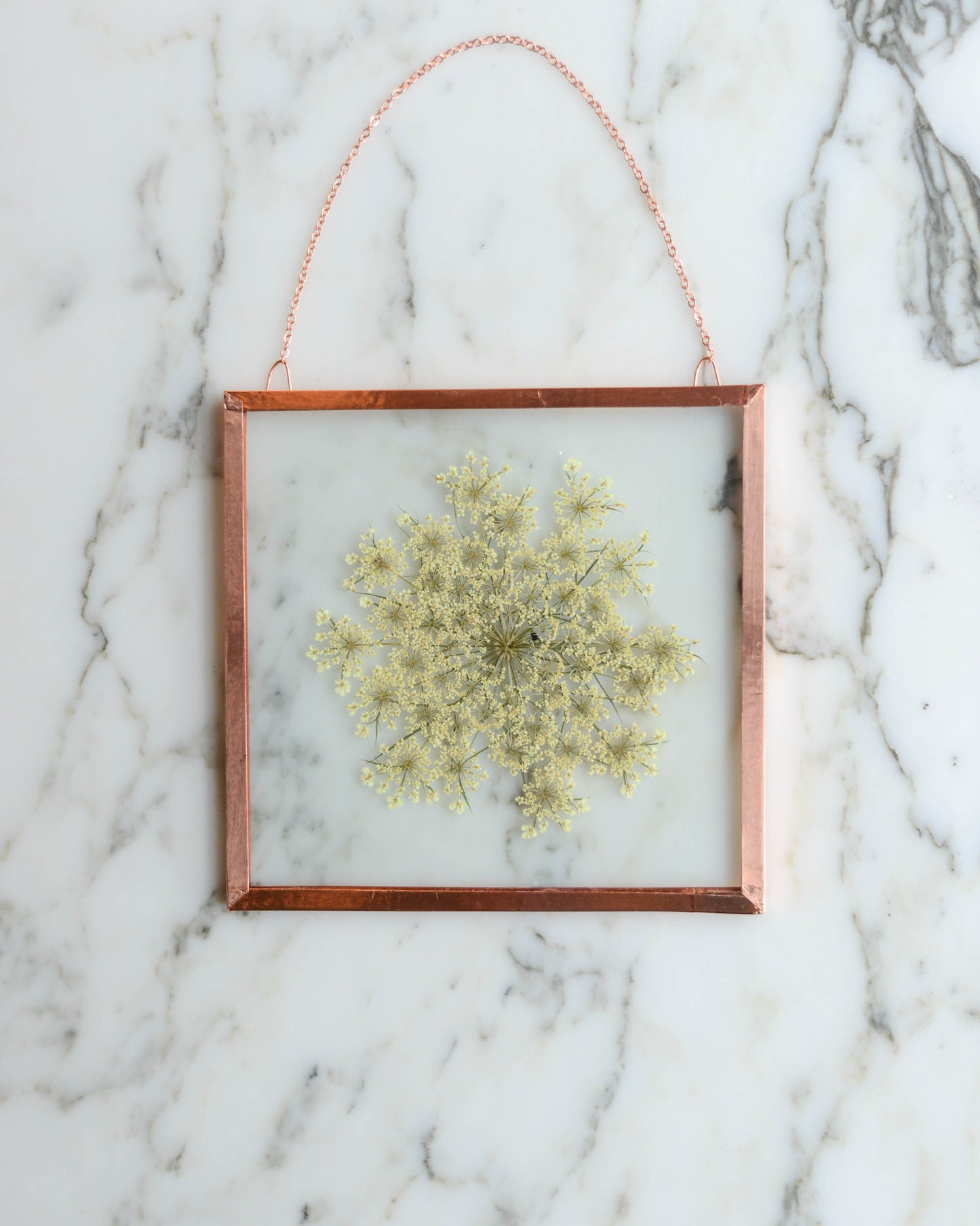Garden Blooms - Real Pressed Flowers in Medium Glass and Copper Wall Hanging