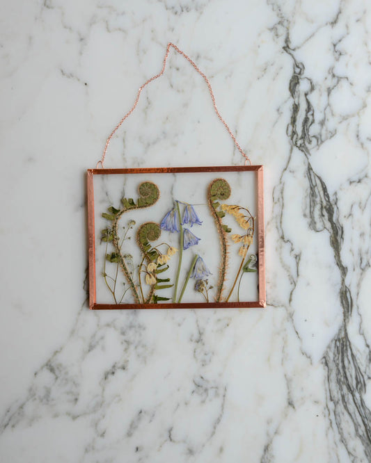 Fiddlehead Meadow - Medium Glass and Copper Wall Hanging