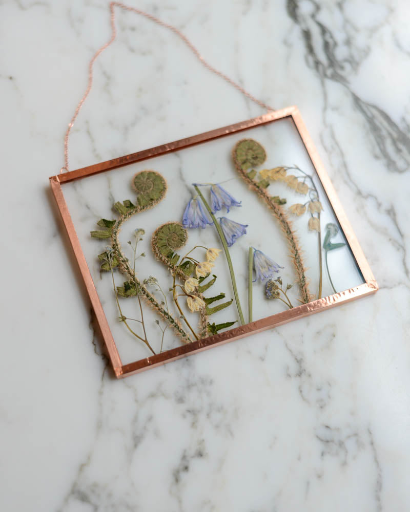 Fiddlehead Meadow - Medium Glass and Copper Wall Hanging