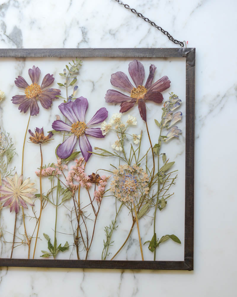 Cosmos Meadow - Large Glass Wall Hanging