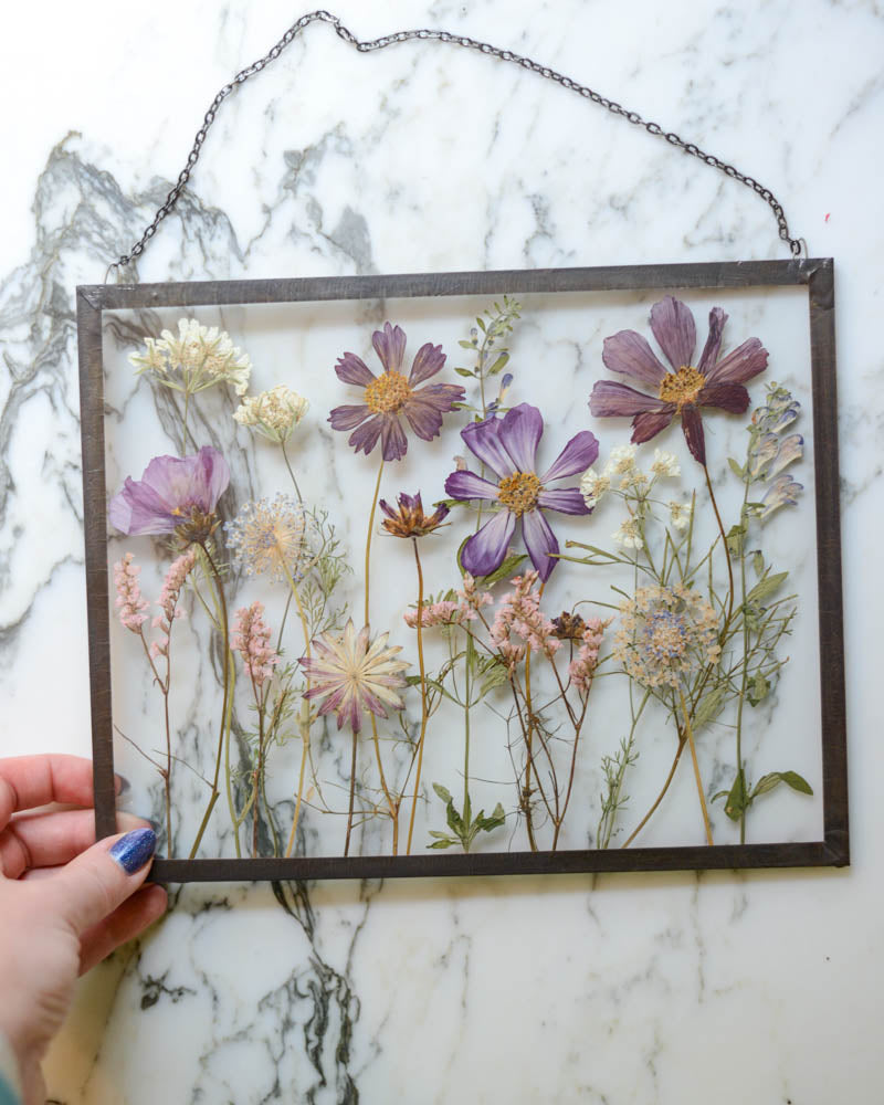 Cosmos Meadow - Large Glass Wall Hanging
