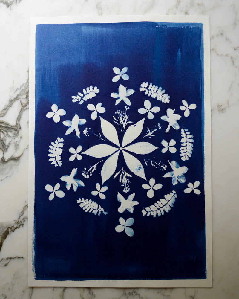 Cyanotype - 12x18" Spring Mandala