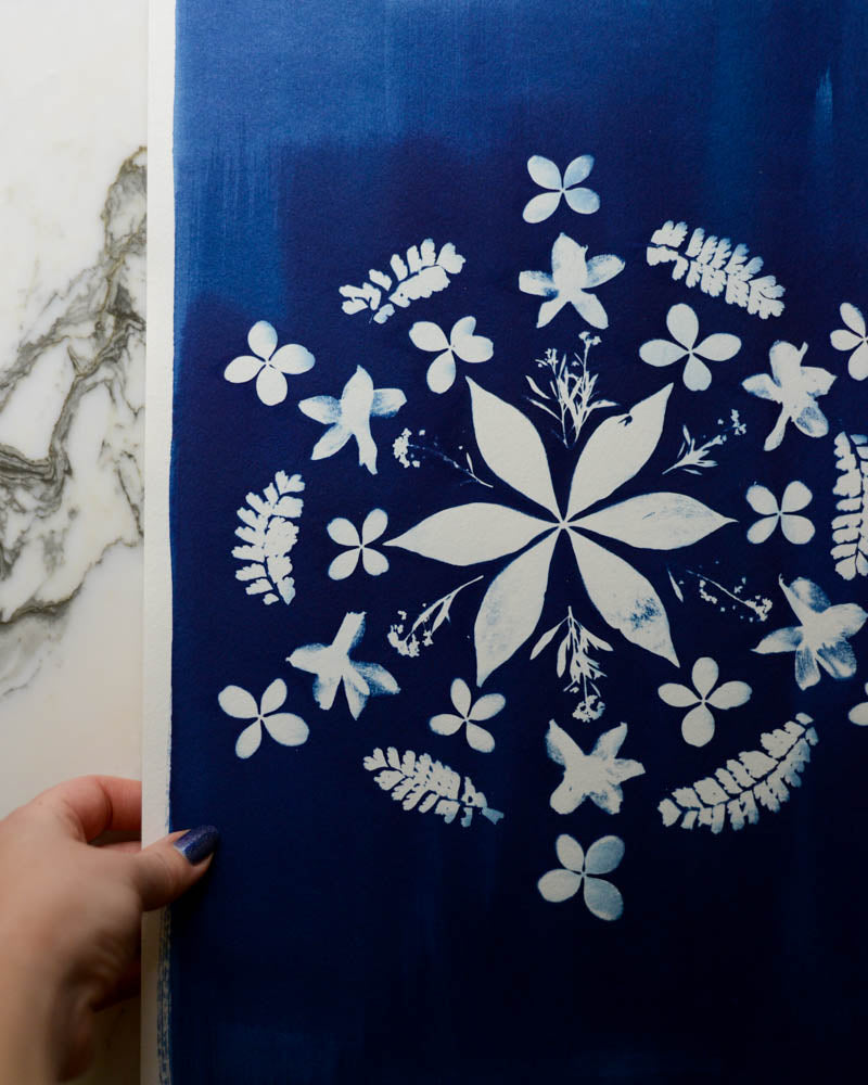 Cyanotype - 12x18" Spring Mandala