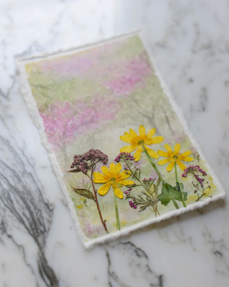 Blooming Canopy - Original Artwork, 4x6" Watercolor and Pressed Flowers