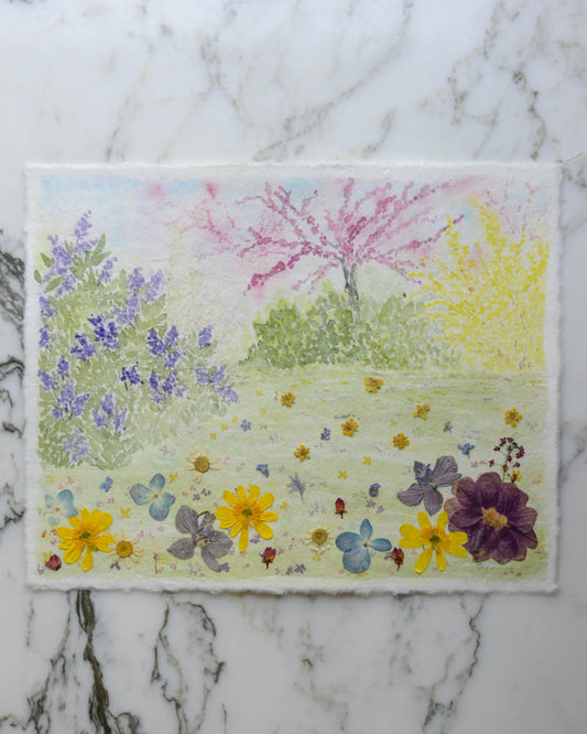 Spring (is) a Watercolor - Original Artwork, 8x10" Watercolor and Pressed Flowers
