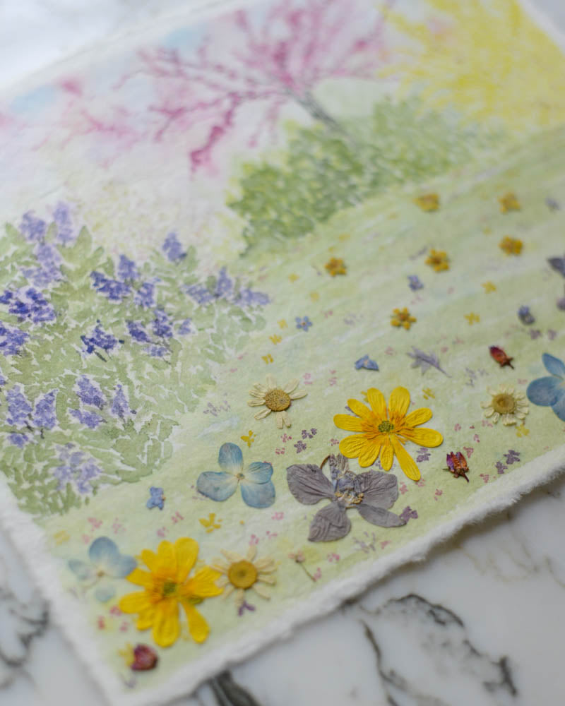 Spring (is) a Watercolor - Original Artwork, 8x10" Watercolor and Pressed Flowers