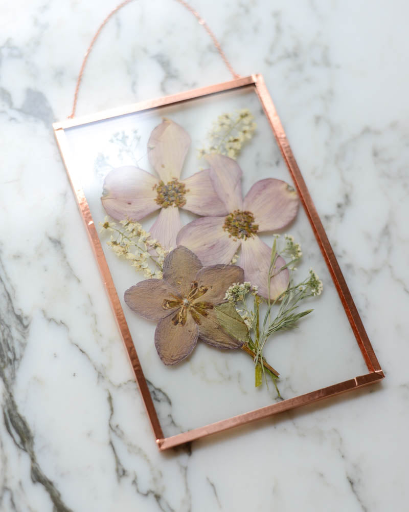 Dogwood Bouquet - Medium Glass and Copper Wall Hanging