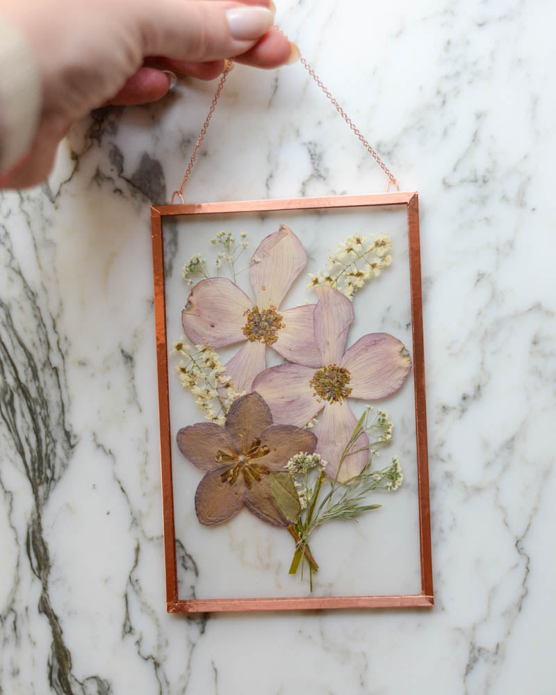 Dogwood Bouquet - Medium Glass and Copper Wall Hanging
