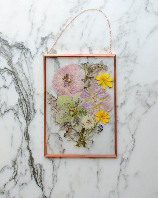 Ranunculus Bouquet - Medium Glass and Copper Wall Hanging