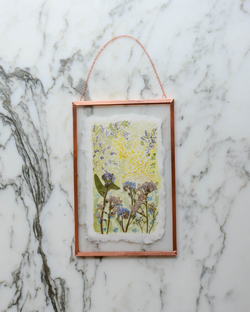 Spring (is) a Watercolor - Watercolor in Medium Glass and Copper Wall Hanging