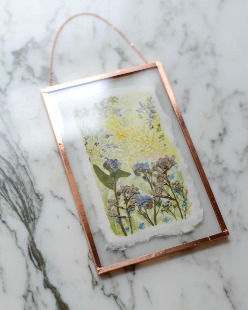 Spring (is) a Watercolor - Watercolor in Medium Glass and Copper Wall Hanging