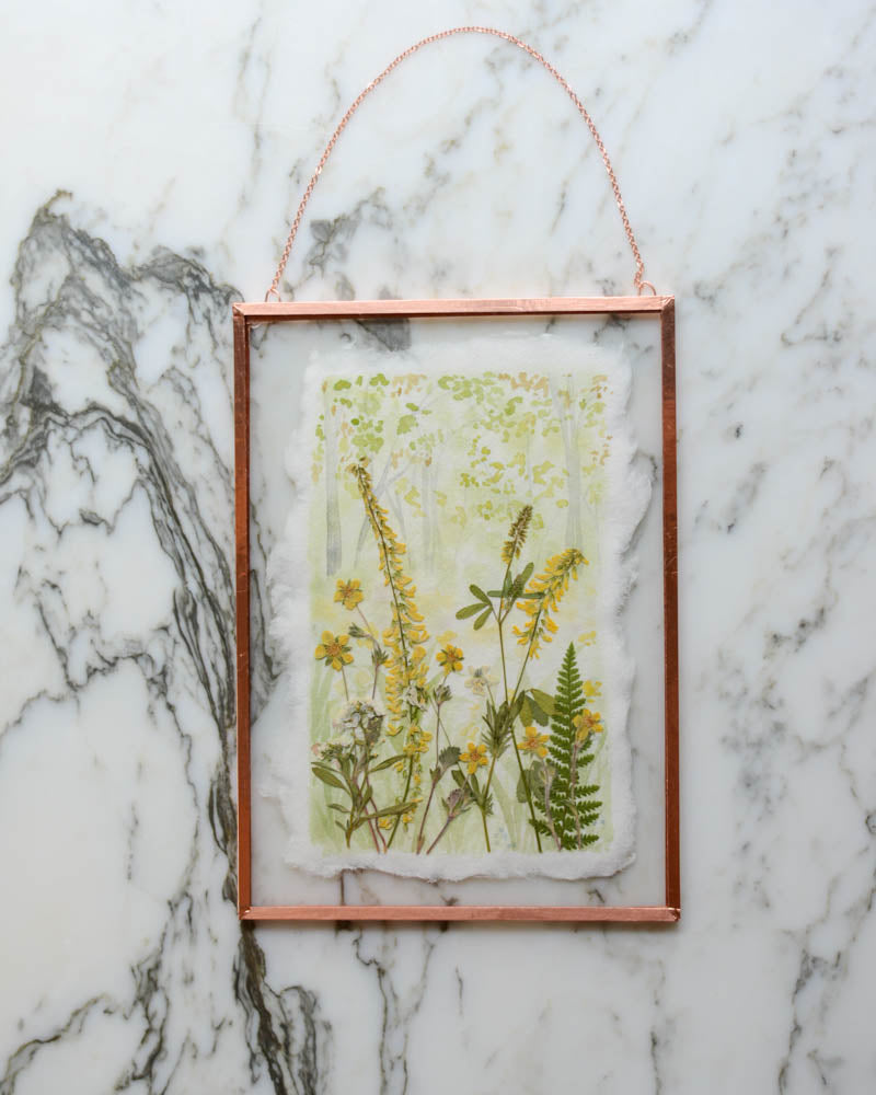 Spring (is) a Watercolor - Watercolor in Medium Glass and Copper Wall Hanging