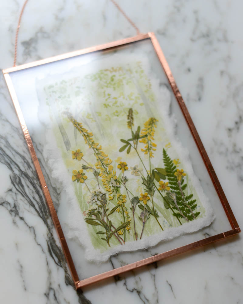 Spring (is) a Watercolor - Watercolor in Medium Glass and Copper Wall Hanging