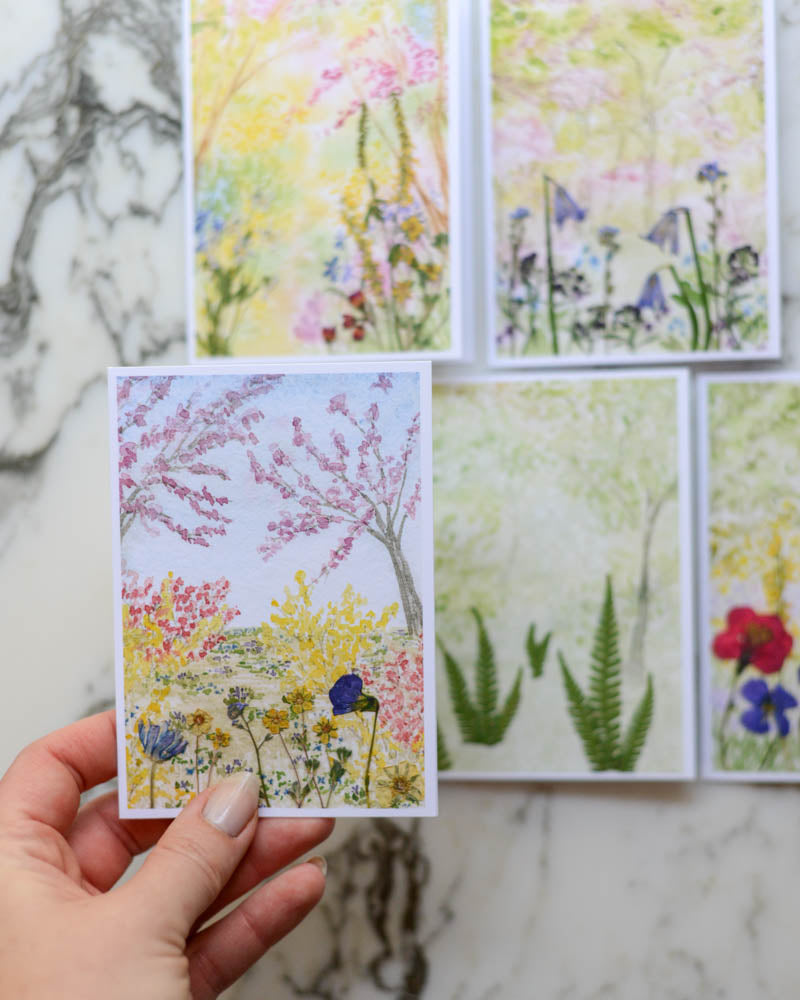 Spring Watercolor - Set of Blank Miniature Cards