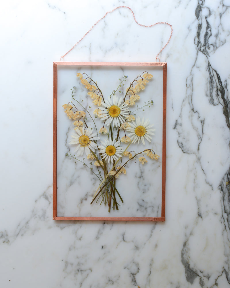 Family Bouquet - Real Pressed Flowers in Glass and Copper