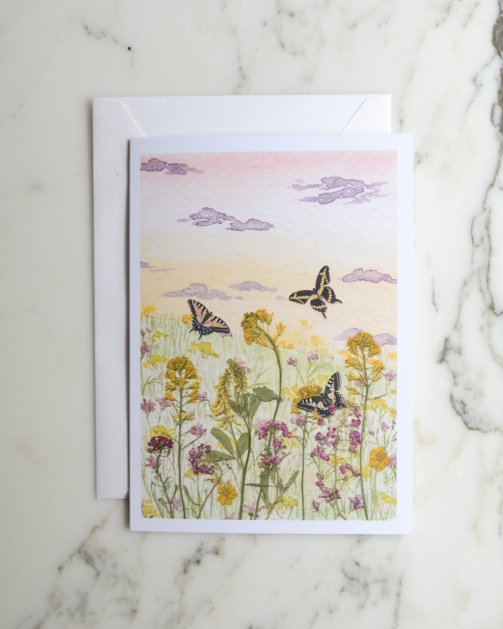 Butterfly Meadows - Blank Watercolor Greeting Cards, set of 4+ with envelopes