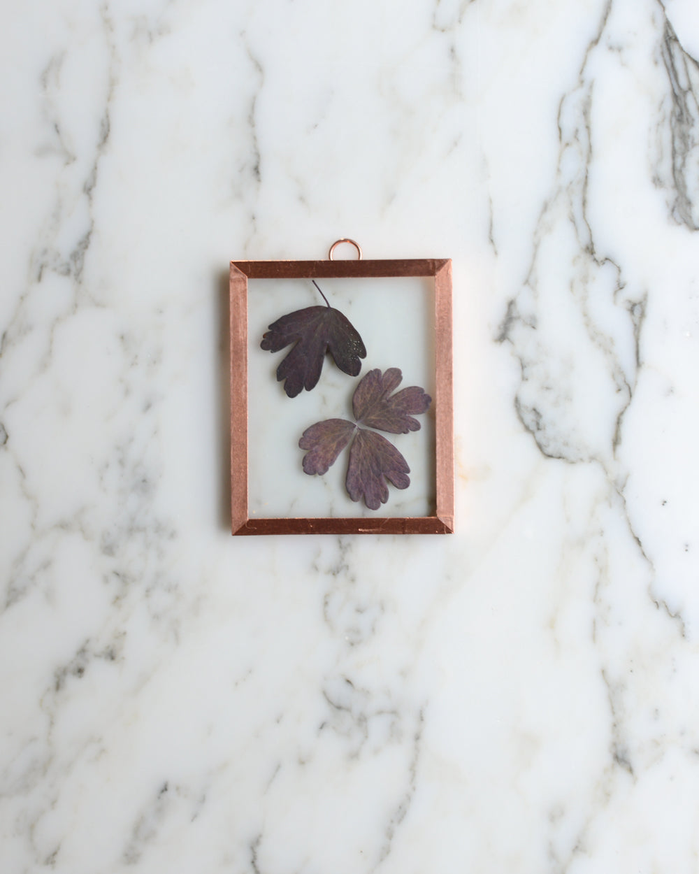 Purple Leaves - Tiny Glass and Copper Wall Hanging