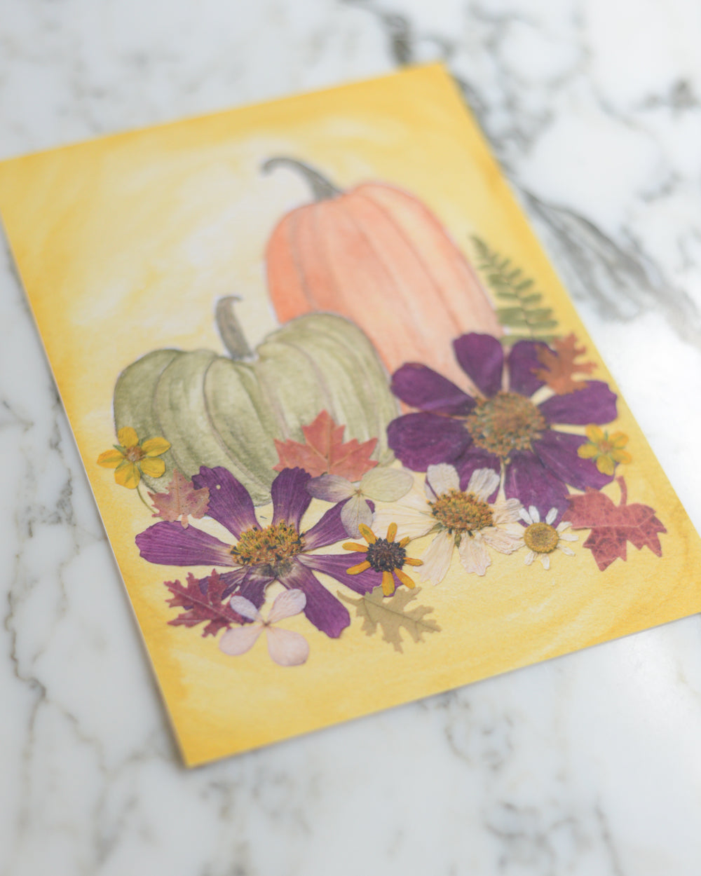 October Pumpkins - Watercolor Flowerscape Print artwork