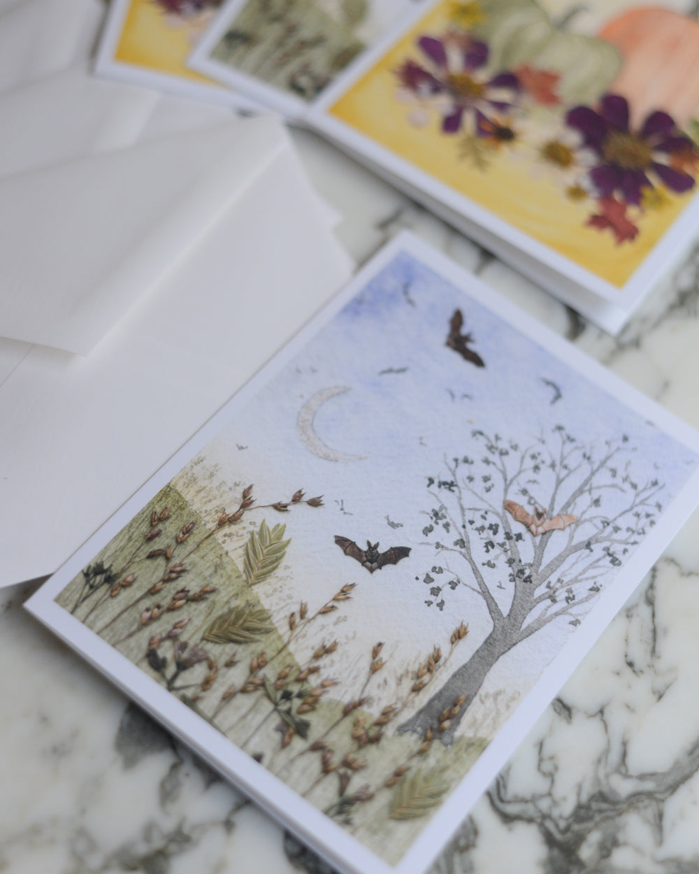 October - Blank Watercolor Greeting Cards, set of 4+ with envelopes