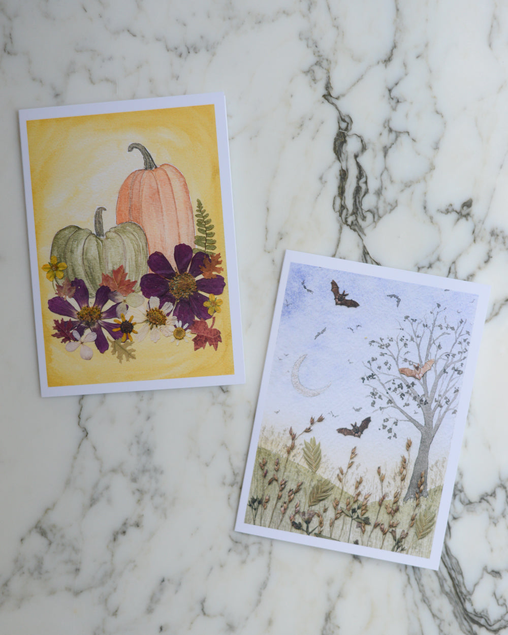 October - Blank Watercolor Greeting Cards, set of 4+ with envelopes