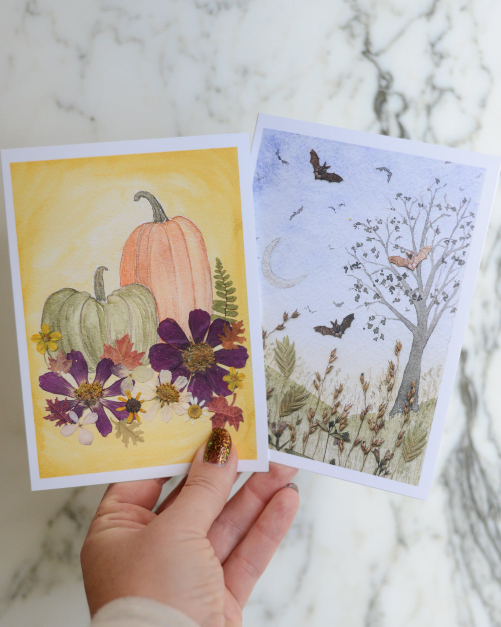 October - Blank Watercolor Greeting Cards, set of 4+ with envelopes