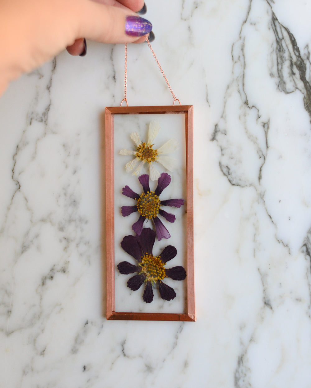 Cosmos Ombre - Narrow Glass and Copper Wall Hanging
