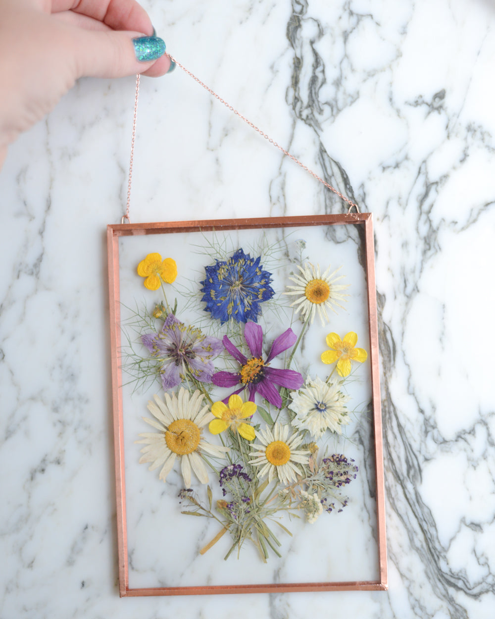 Wildflower Bouquet - Glass and Copper Wall Hanging