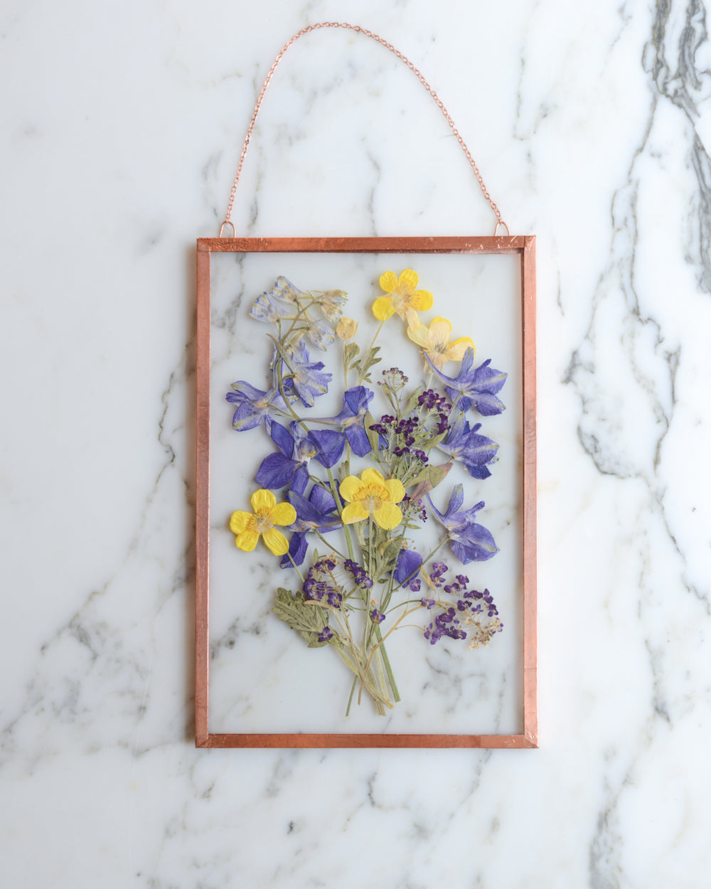 Larkspur Bouquet - Glass and Copper Wall Hanging