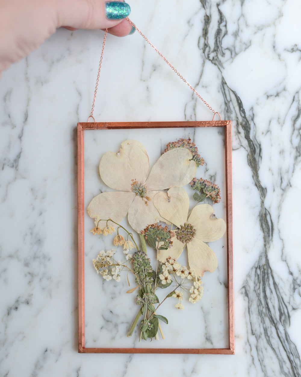Dogwood Bouquet - Glass and Copper Wall Hanging