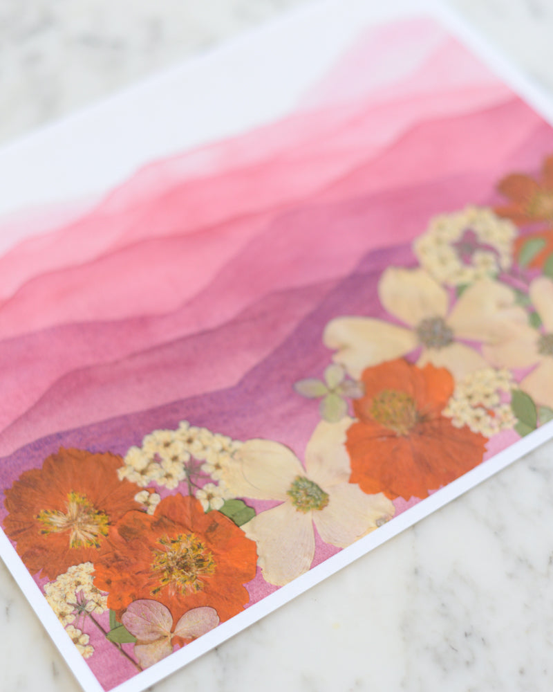 Mountain Home - Maroon & Orange - Watercolor Flowerscape Print artwork