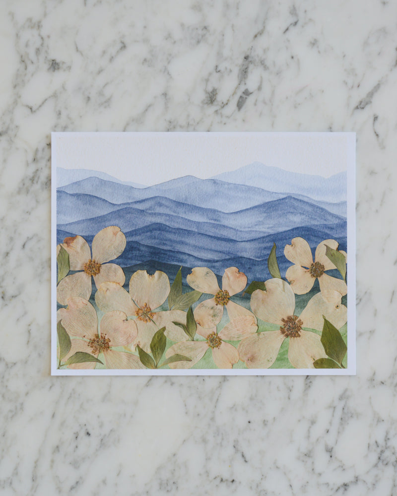 Mountain Home - Blue Ridge Dogwoods - Watercolor Flowerscape Print artwork