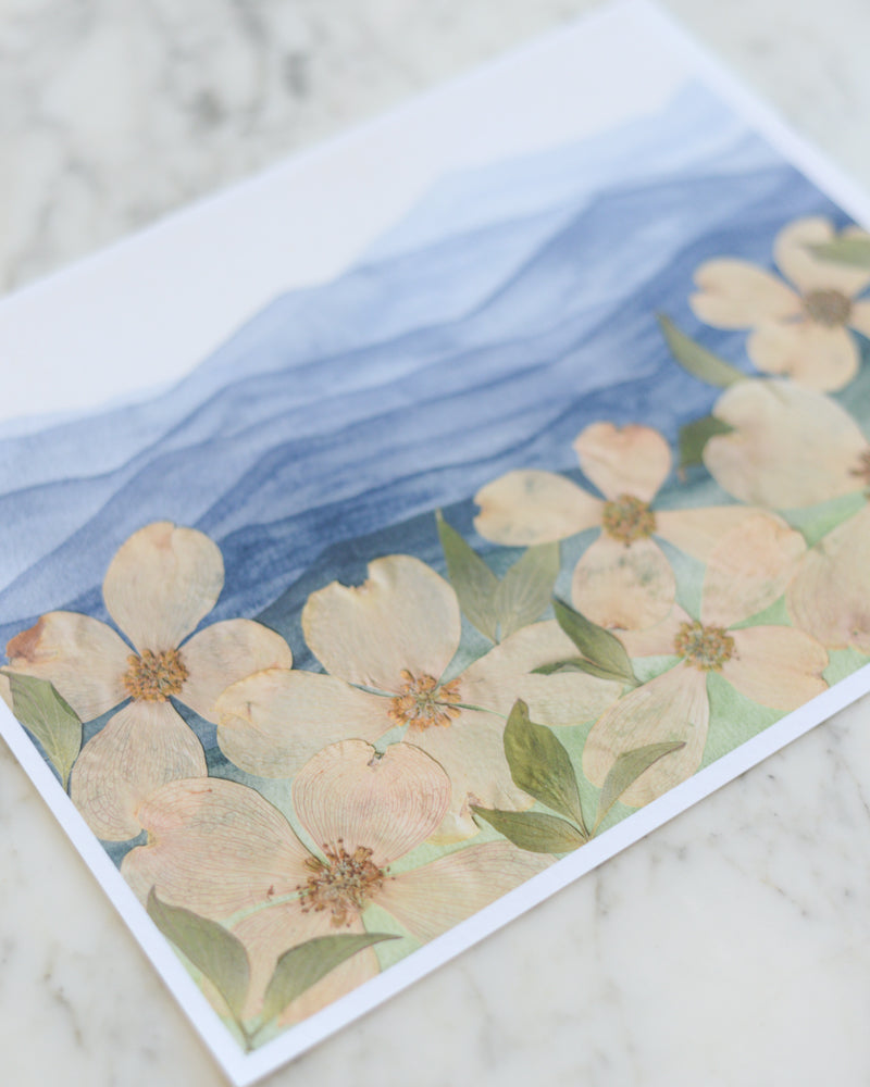 Mountain Home - Blue Ridge Dogwoods - Watercolor Flowerscape Print artwork