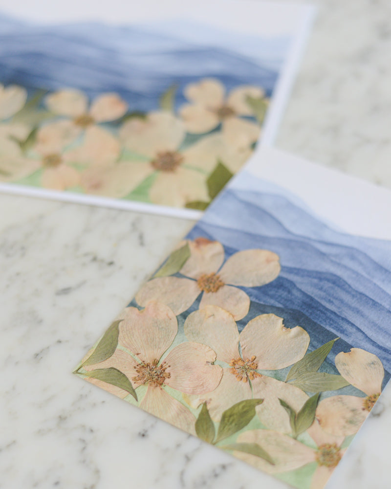 Mountain Home - Blue Ridge Dogwoods - Watercolor Flowerscape Print artwork