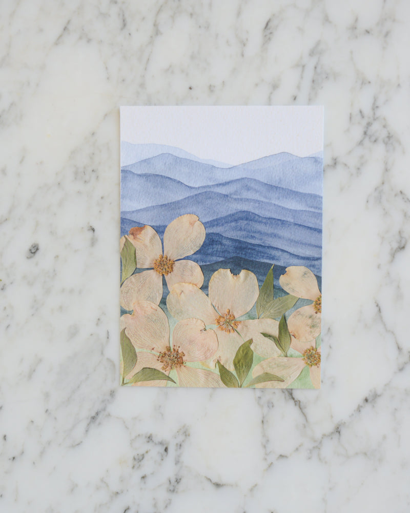 Mountain Home - Blue Ridge Dogwoods - Watercolor Flowerscape Print artwork