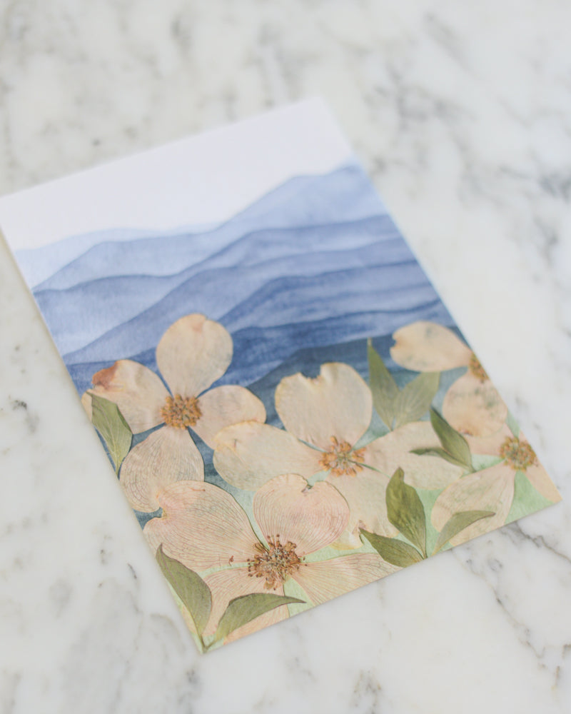 Mountain Home - Blue Ridge Dogwoods - Watercolor Flowerscape Print artwork