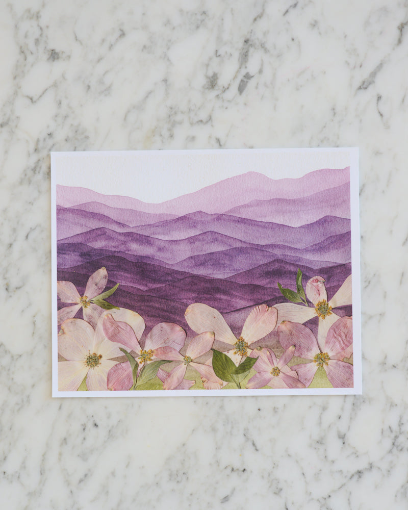 Mountain Home - Dogwoods at Dawn - Watercolor Flowerscape Print artwork