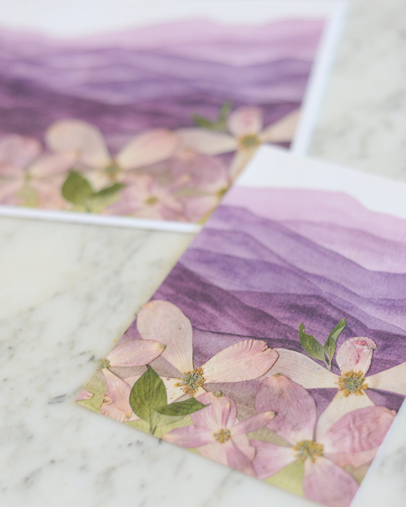 Mountain Home - Dogwoods at Dawn - Watercolor Flowerscape Print artwork