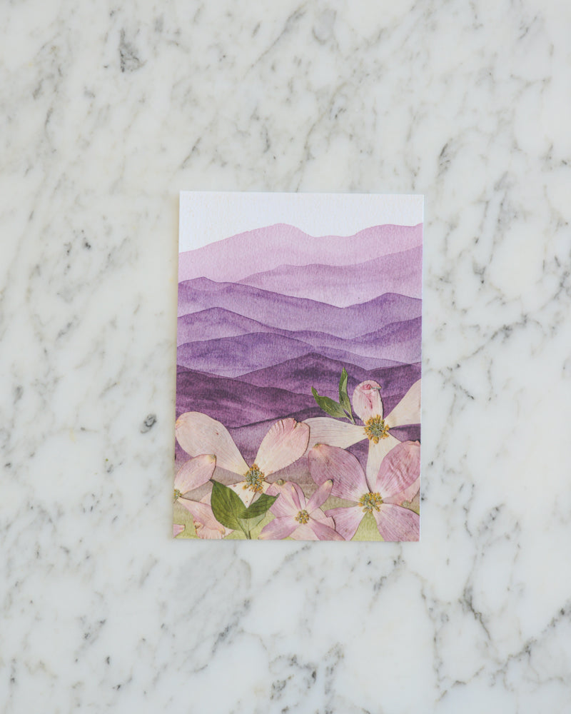 Mountain Home - Dogwoods at Dawn - Watercolor Flowerscape Print artwork