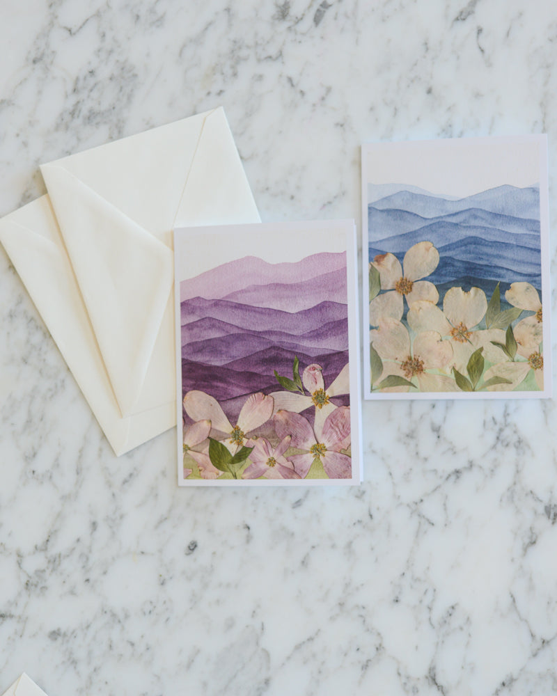 Dogwood Mountain Home - Blank Watercolor Greeting Cards, set of 4+ with envelopes
