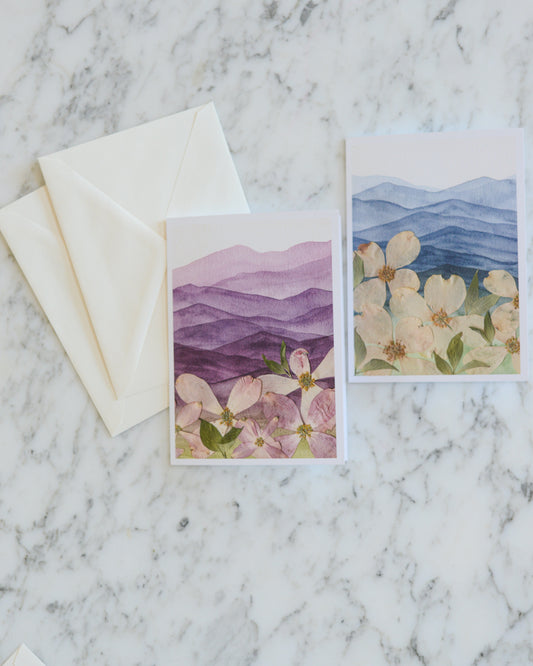 Dogwood Mountain Home - Blank Watercolor Greeting Cards, set of 4+ with envelopes